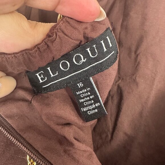 Chocolate Brown Chain Detail Halter Midi Eloquii Dress 16 - Picture 5 of 14
